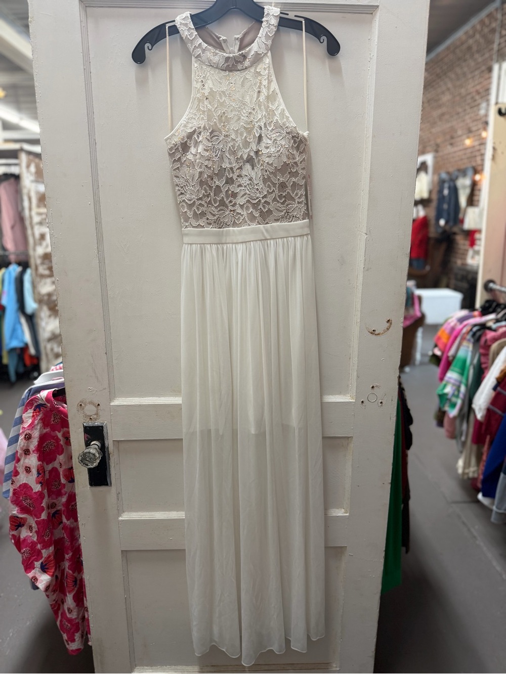 Morgan & Co. White Dress with Pink Label
